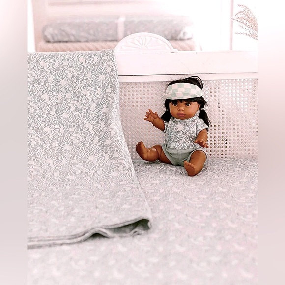 Nursery Bedding 3pc Set Blue Surf Crib Sheet + Swaddle + changing p… - Picture 1 of 5